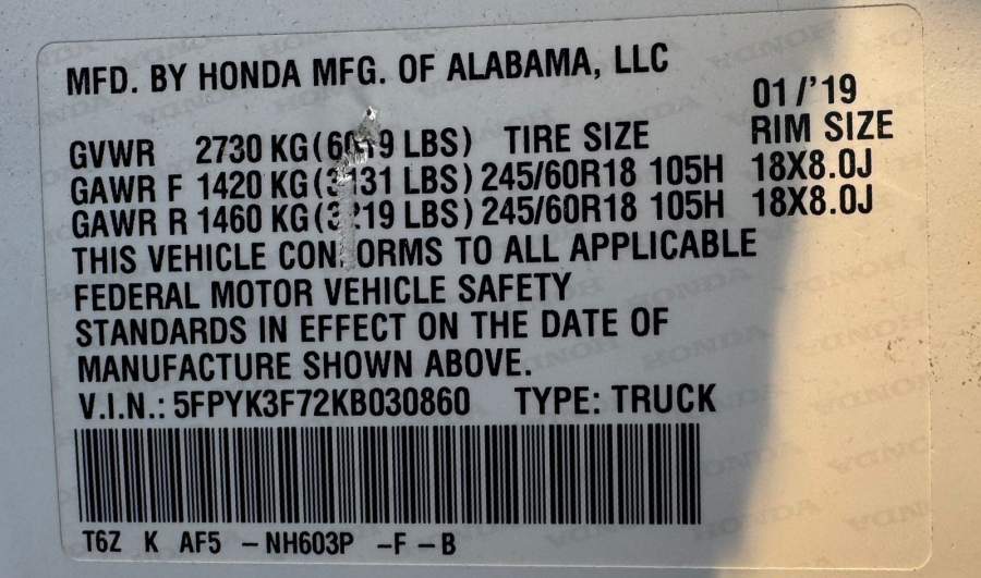 2019 Honda Ridgeline