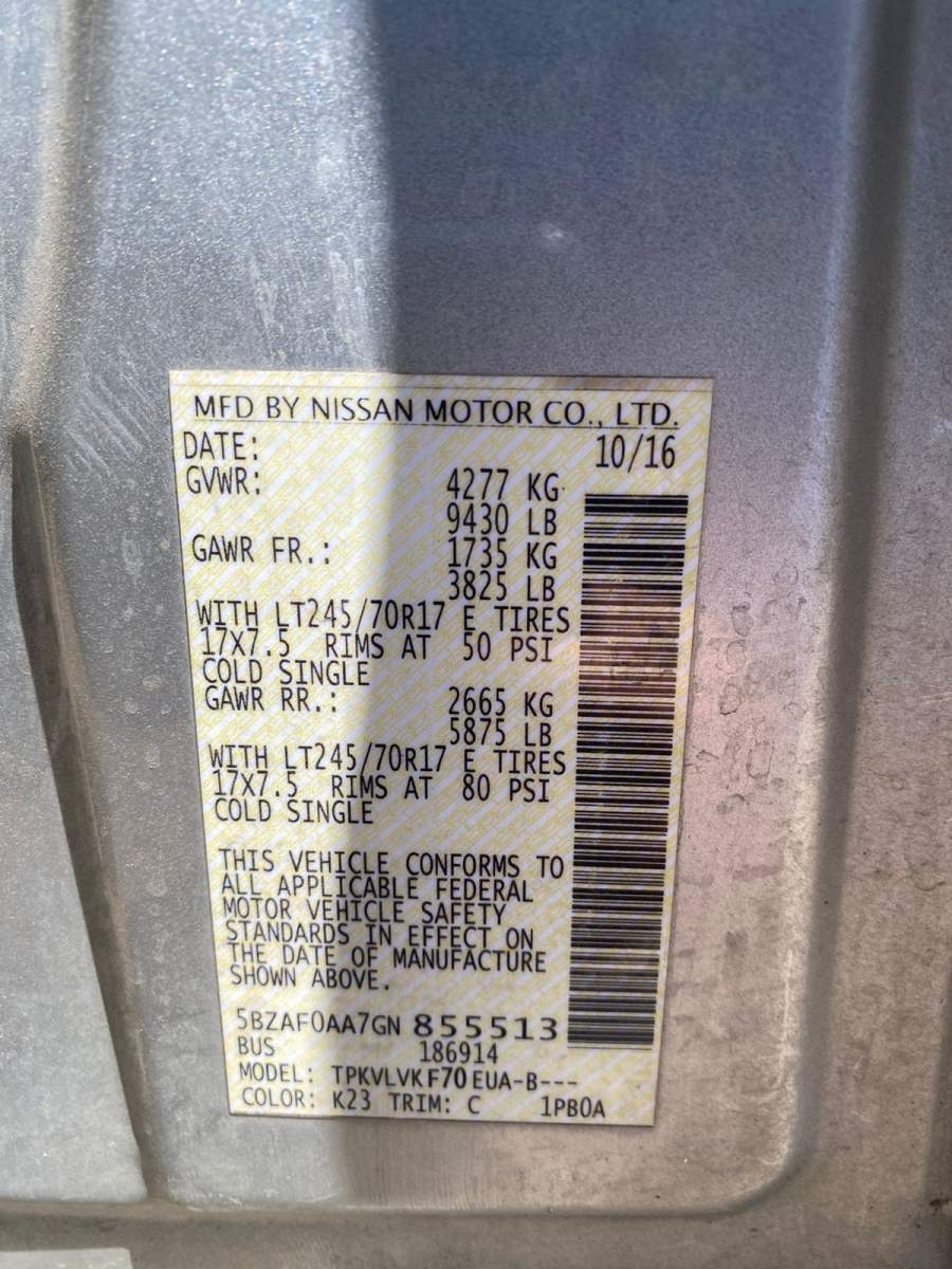 2016 Nissan NV3500