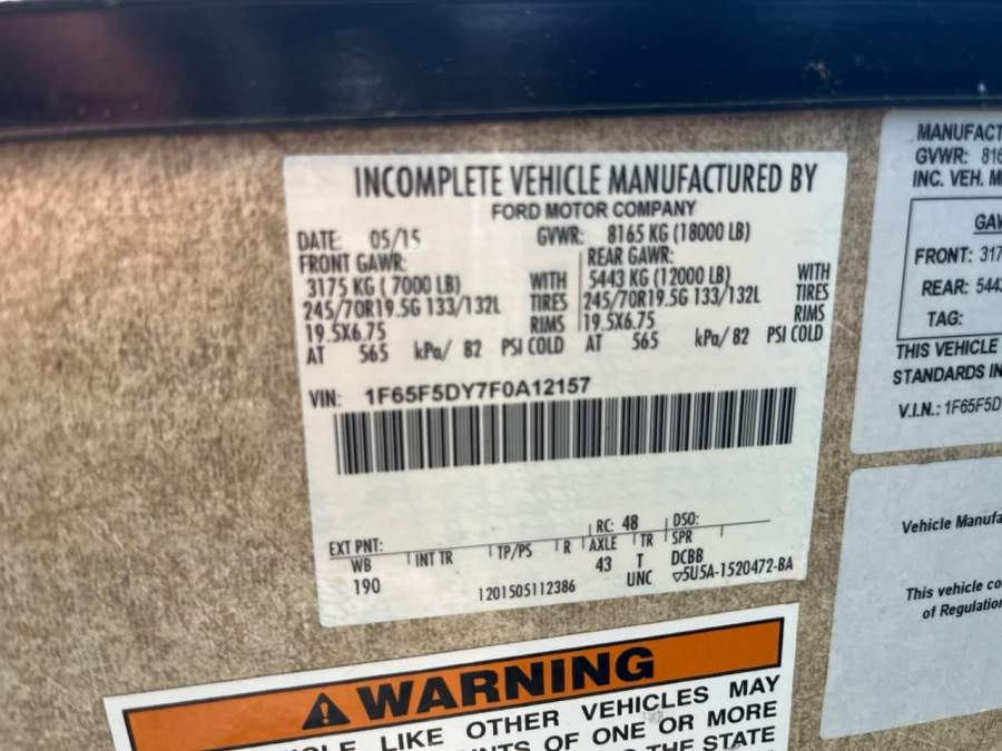 2015 Ford Motorhome Chassis