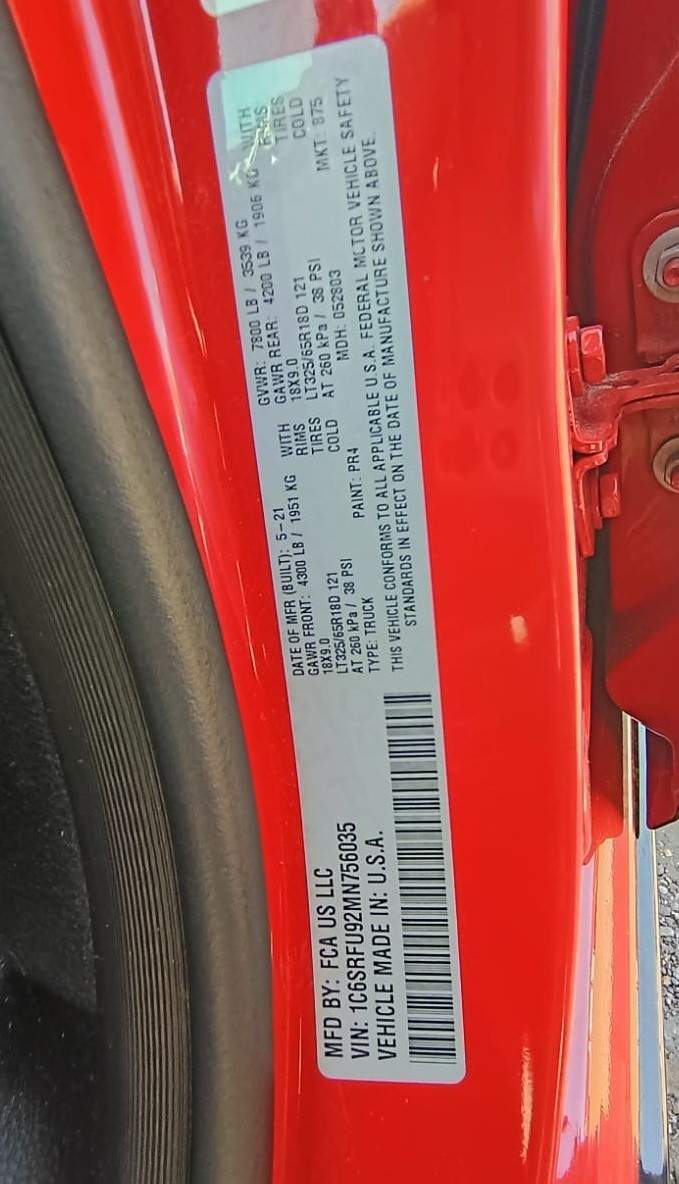 2021 RAM 1500