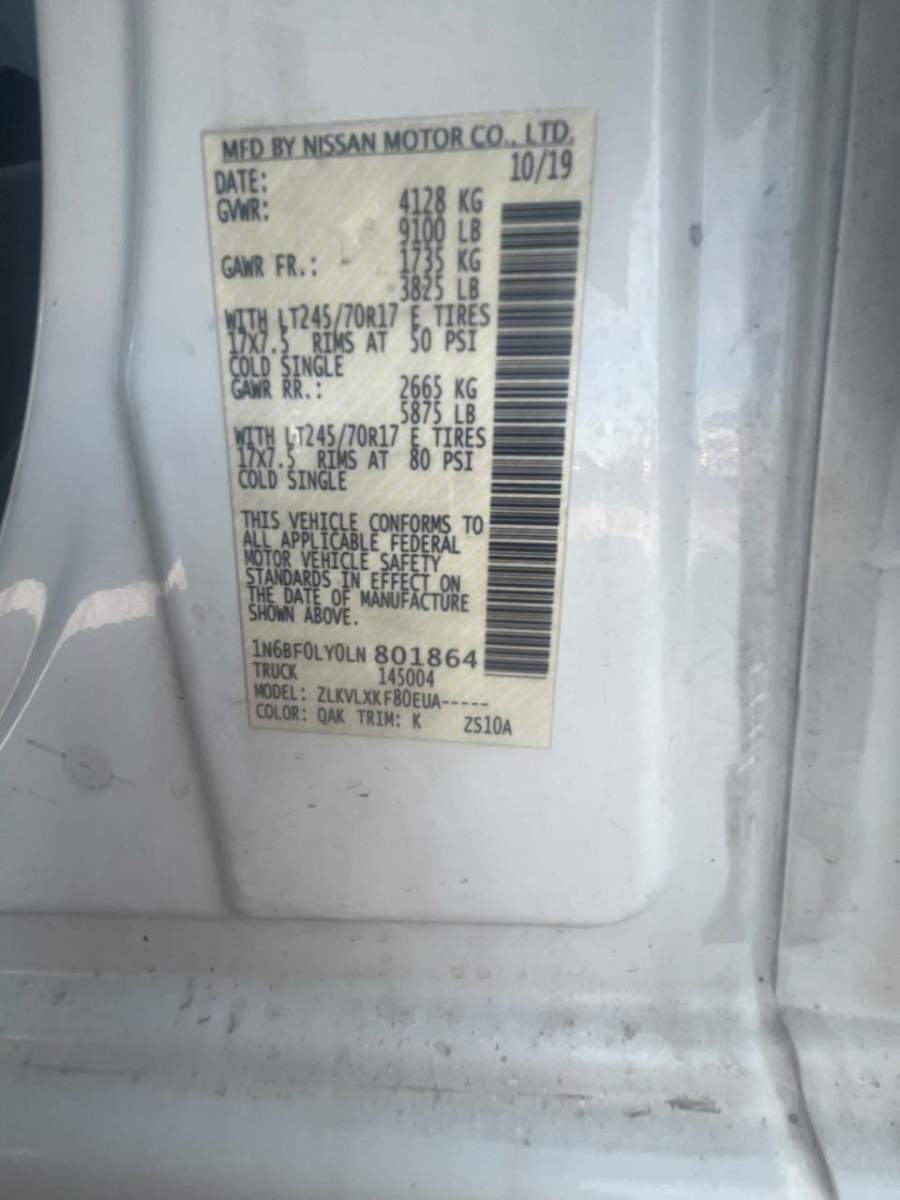 2020 Nissan Nv 2500