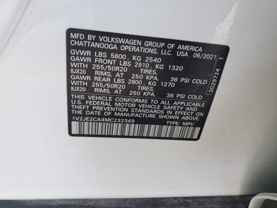2021 Volkswagen Atlas Cross Sport