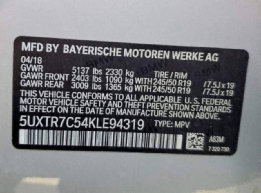 2019 BMW X3 sDrive30I