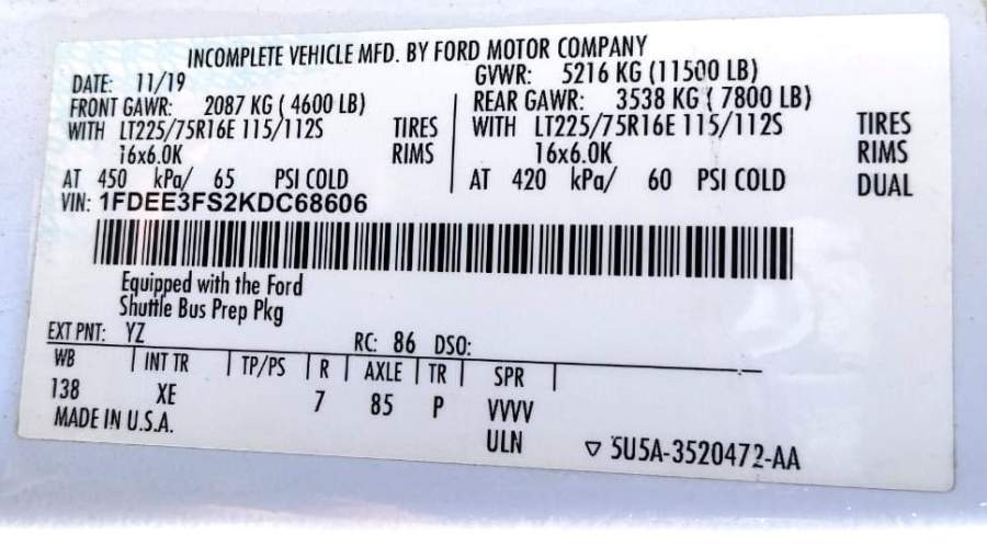 2019 Ford E-350 Super Duty