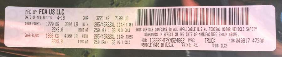2019 RAM 1500 LIMITED
