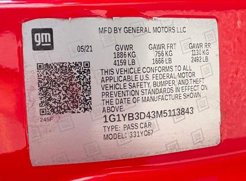 2021 Chevrolet Corvette Stingray