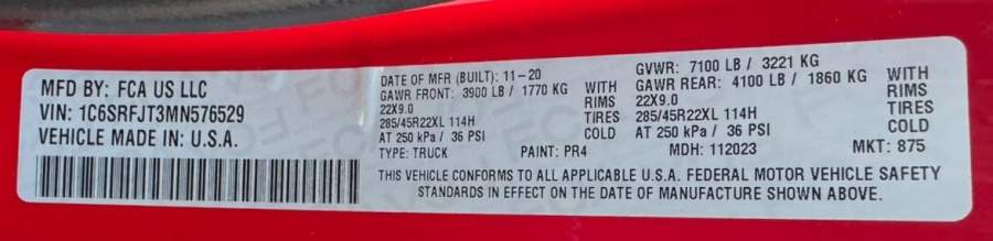 2021 RAM 1500