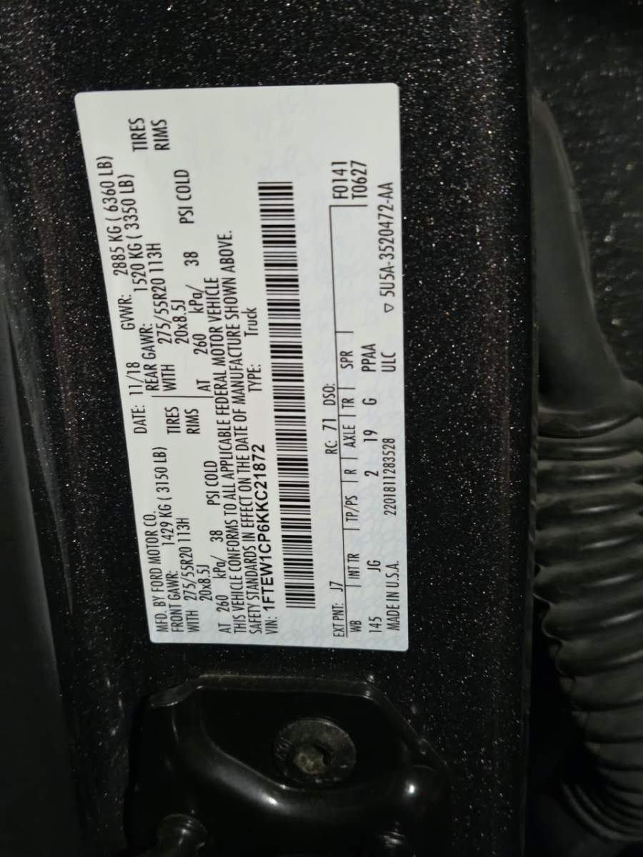 2019 Ford F-150 Lariat / XL / XLT