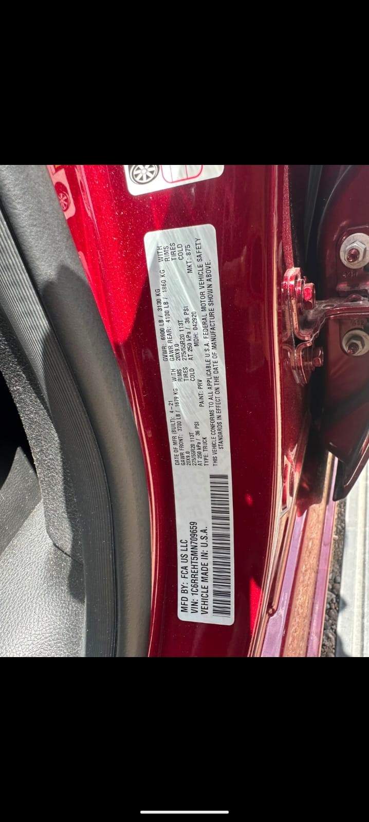 2021 RAM 1500